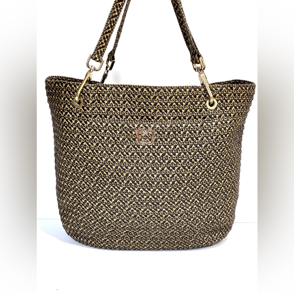 Eric Javits Black and Gold Shoulder Bag